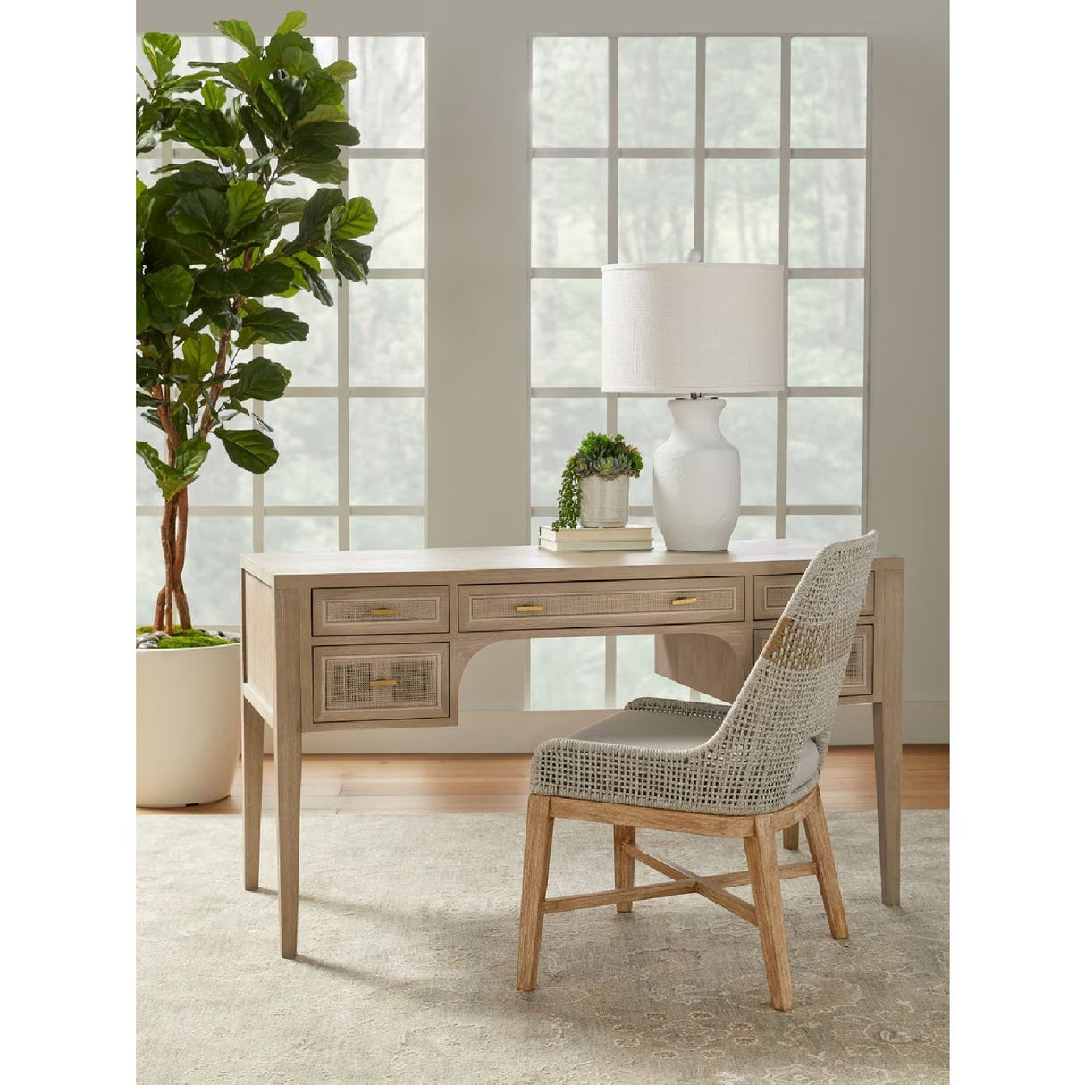 Modern European furniture - Gray Oak 5-Drawer Desk - www.oroa.com