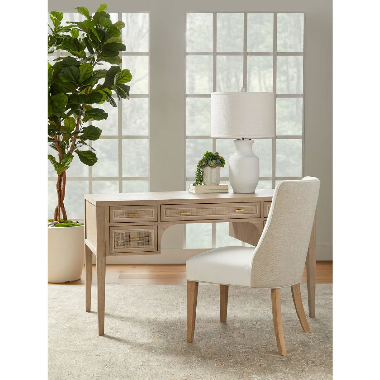 Modern European furniture - Gray Oak 5-Drawer Desk - www.oroa.com