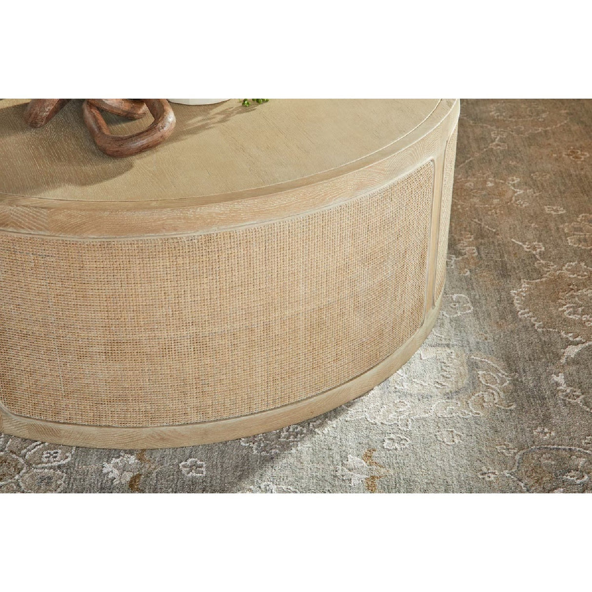 Gray Oak Round Coffee Table | Living Essentials Cane – alternate view 7