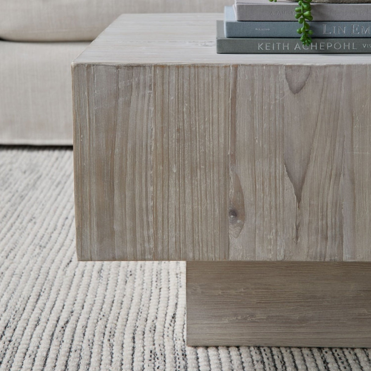 Whitewashed Pine Wood Coffee Table | Living Essentials Montauk – alternate view 7