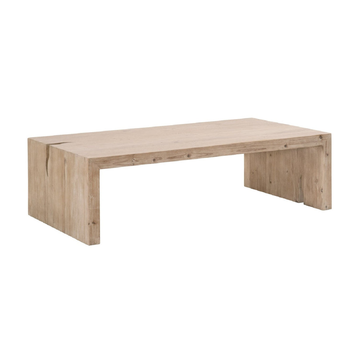 Natural Pine Wood Coffee Table | Living Essentials Reed – side view