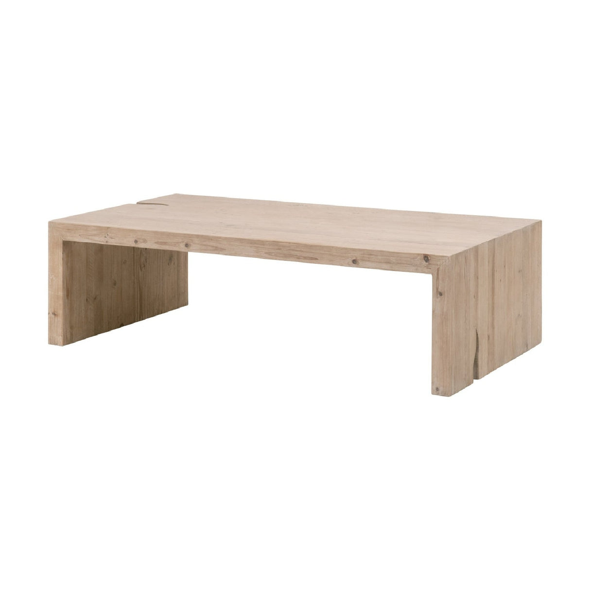 Natural Pine Wood Coffee Table | Living Essentials Reed – rear view