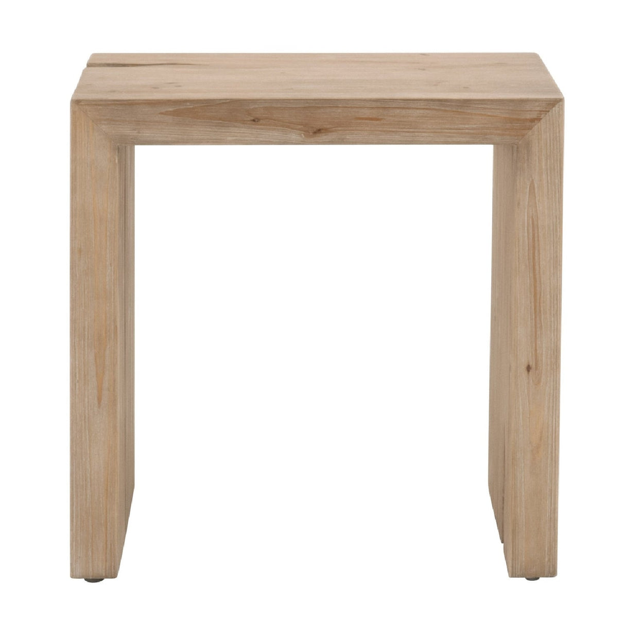 Natural Pine Wood End Table | Living Essentials Reed – rear view