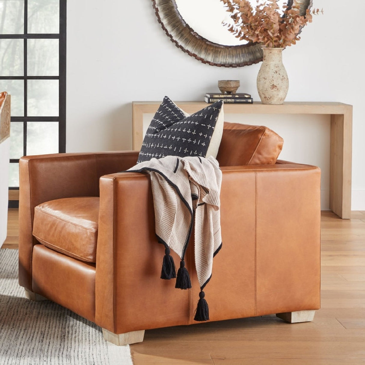 Natural Pine Wood Console Table | Living Essentials Reed – alternate view 9