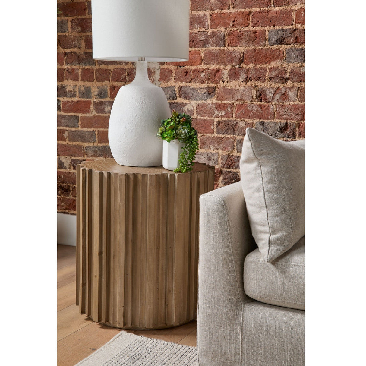 Fluted Pine End Table | Living Essentials Roma – alternate view 16