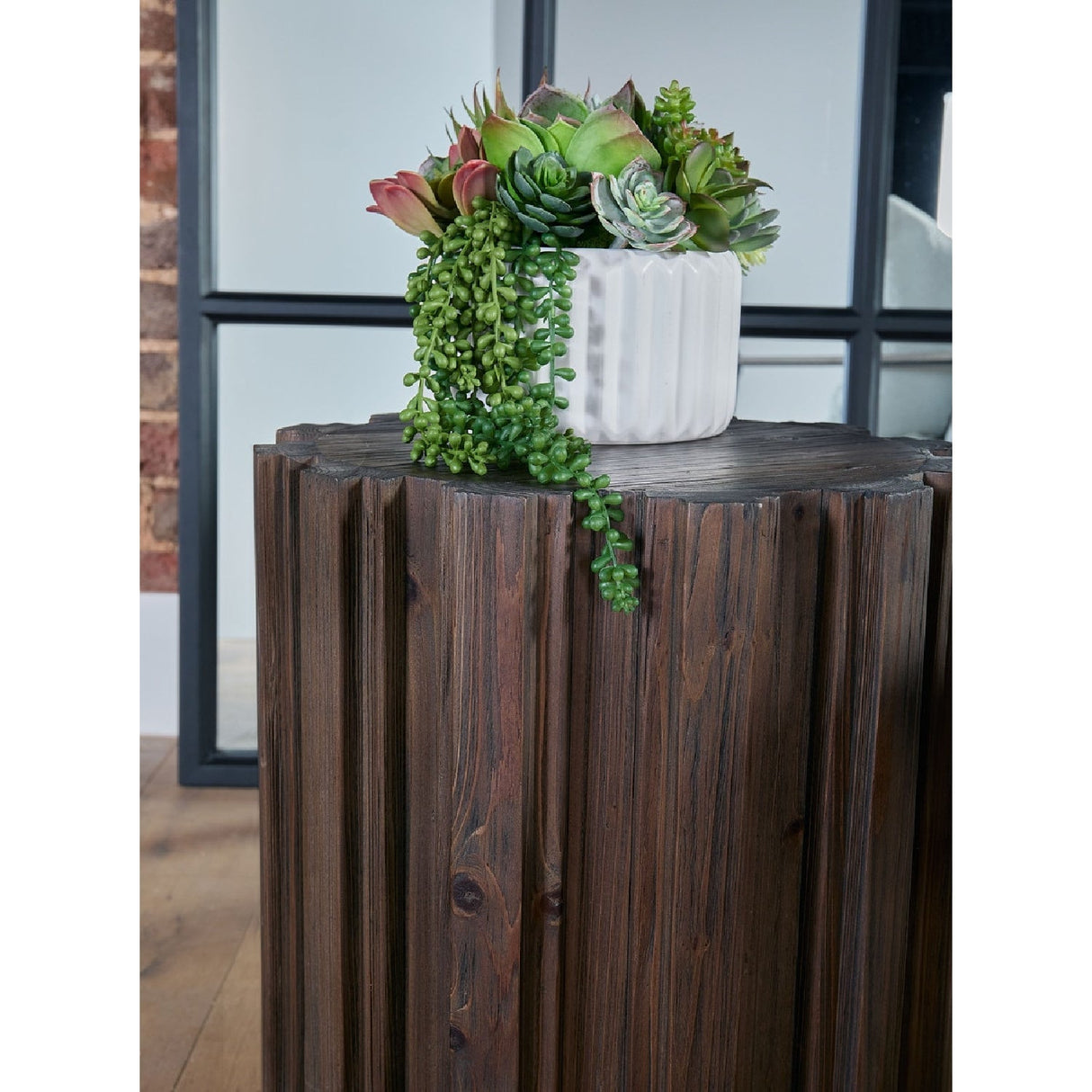 Fluted Pine Accent Table | Living Essentials Roma – alternate view 20