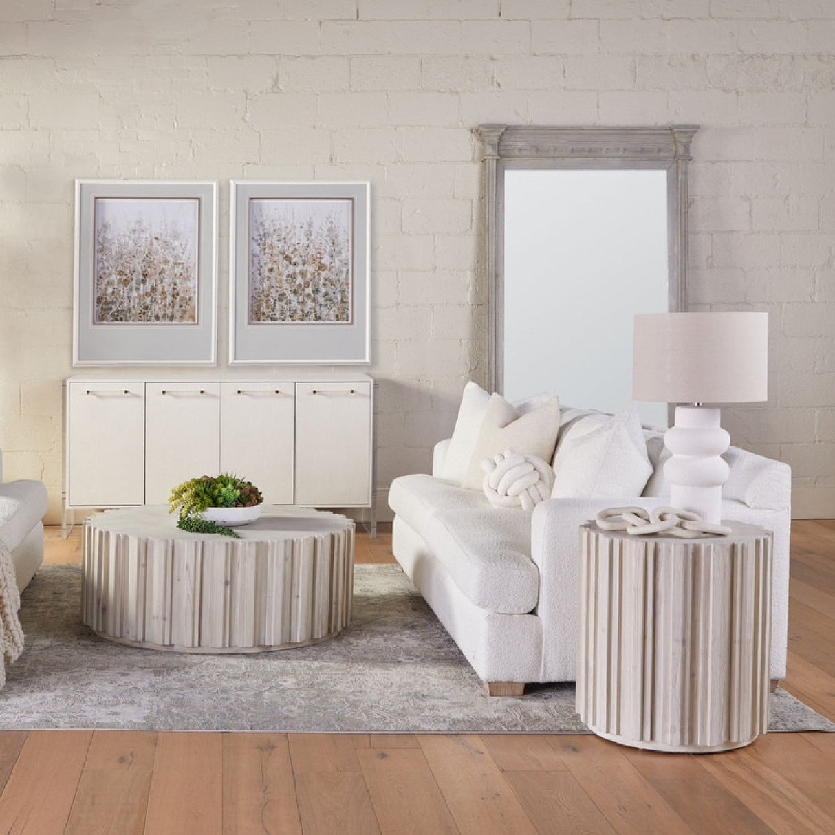 Fluted Pine Accent Table | Living Essentials Roma – alternate view 9