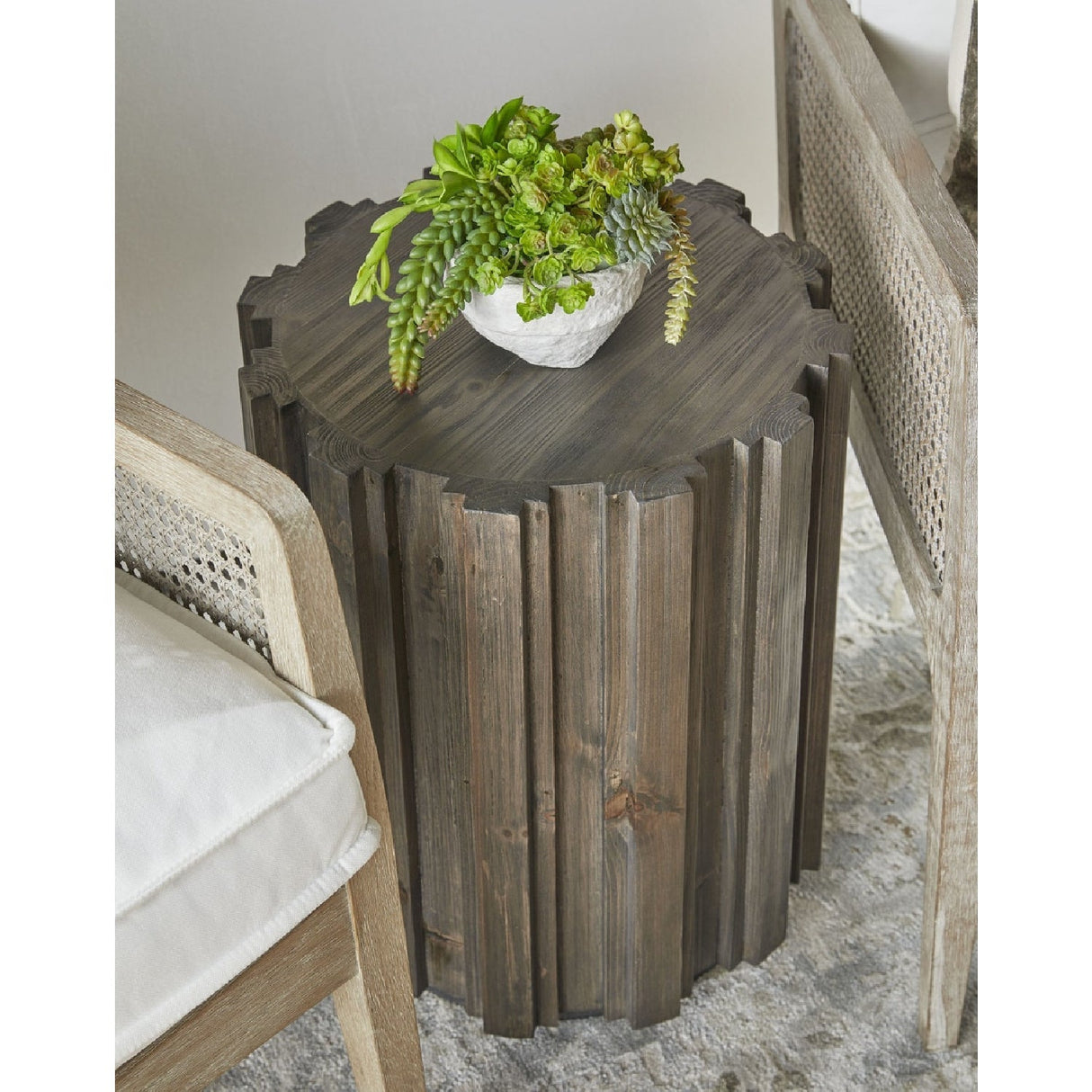Fluted Pine Accent Table | Living Essentials Roma – alternate view 22