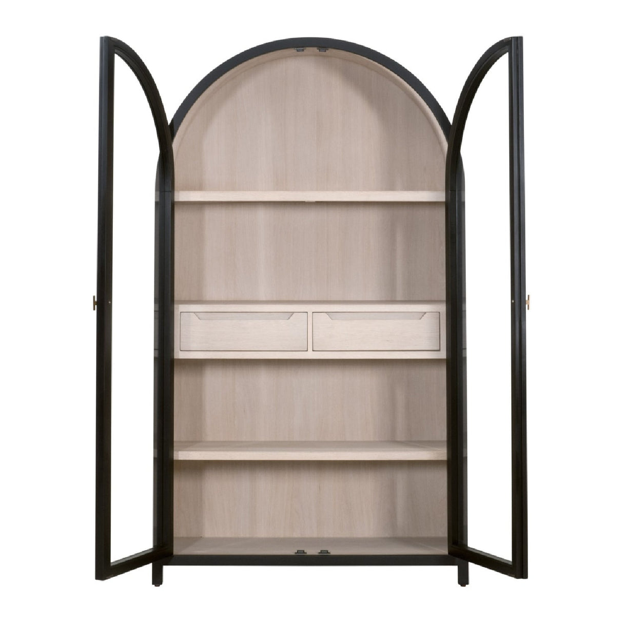 Black Birch Arched Display Cabinet | Living Essentials Toulouse – rear view