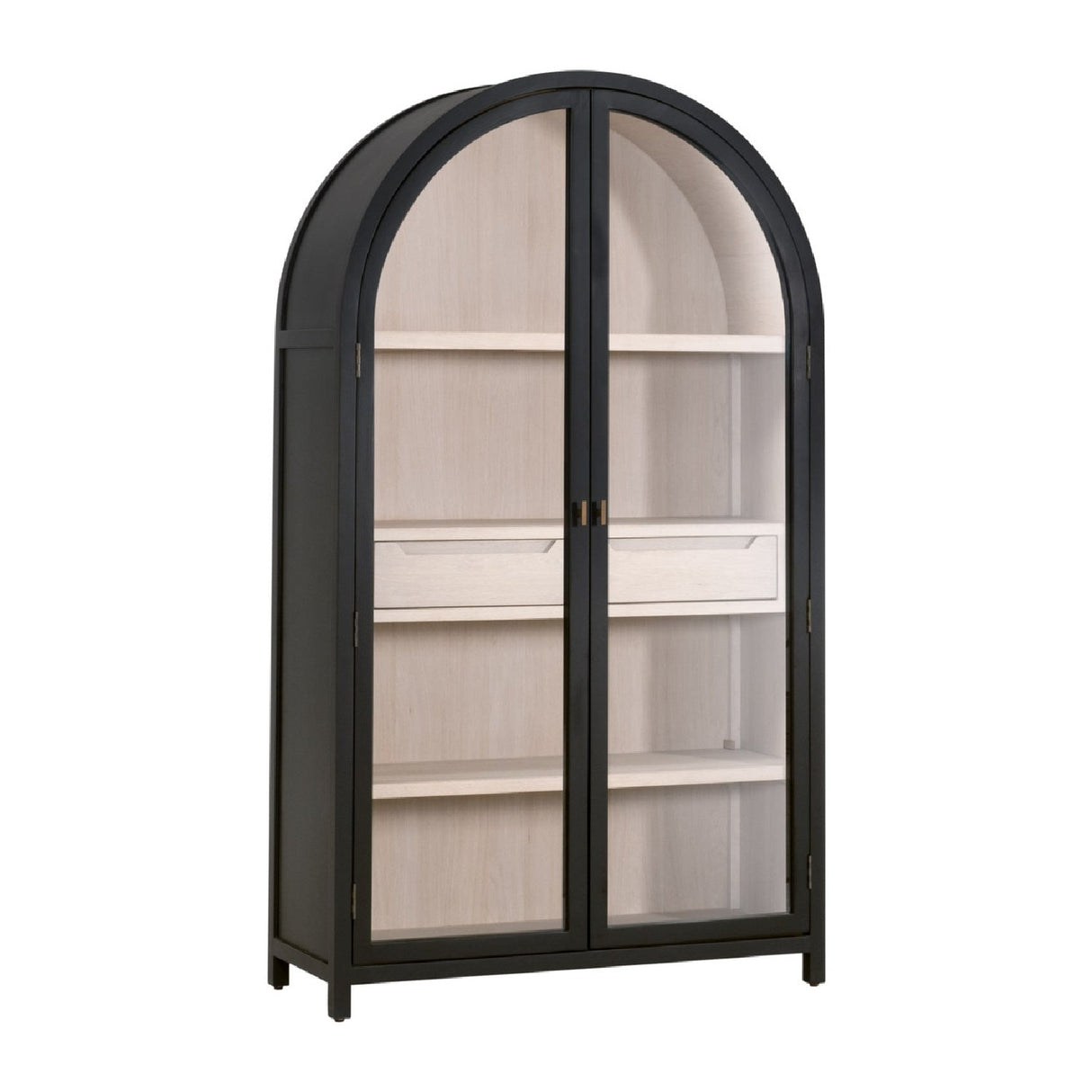 Black Birch Arched Display Cabinet | Living Essentials Toulouse – side view