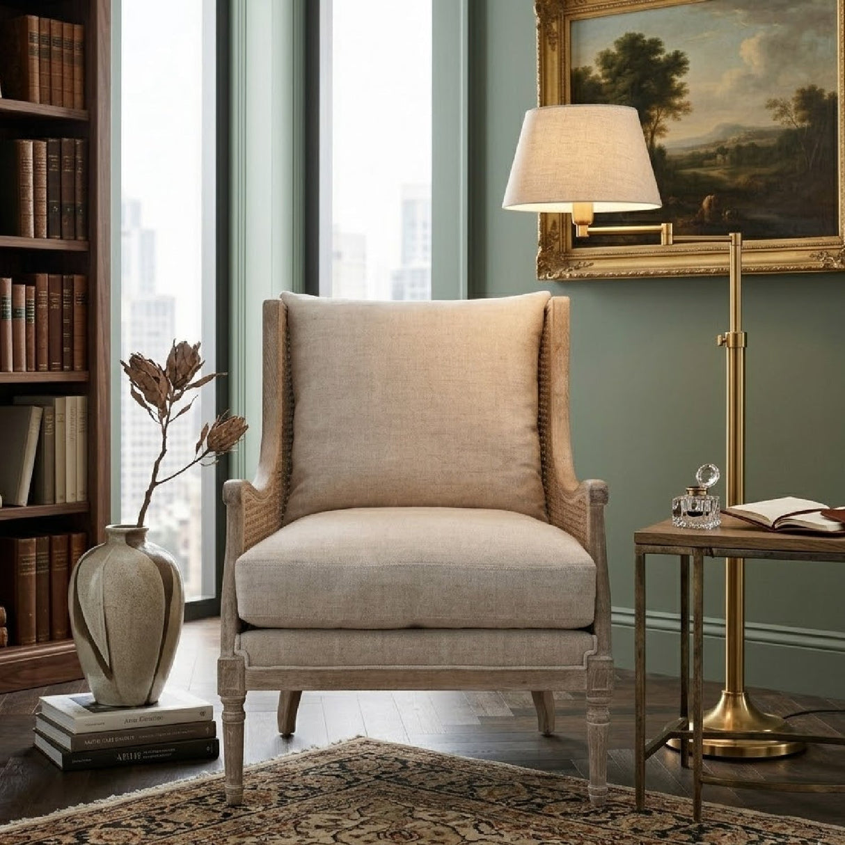 Natural Birch Wood Lounge Chair | Living Essentials Churchill – angled view