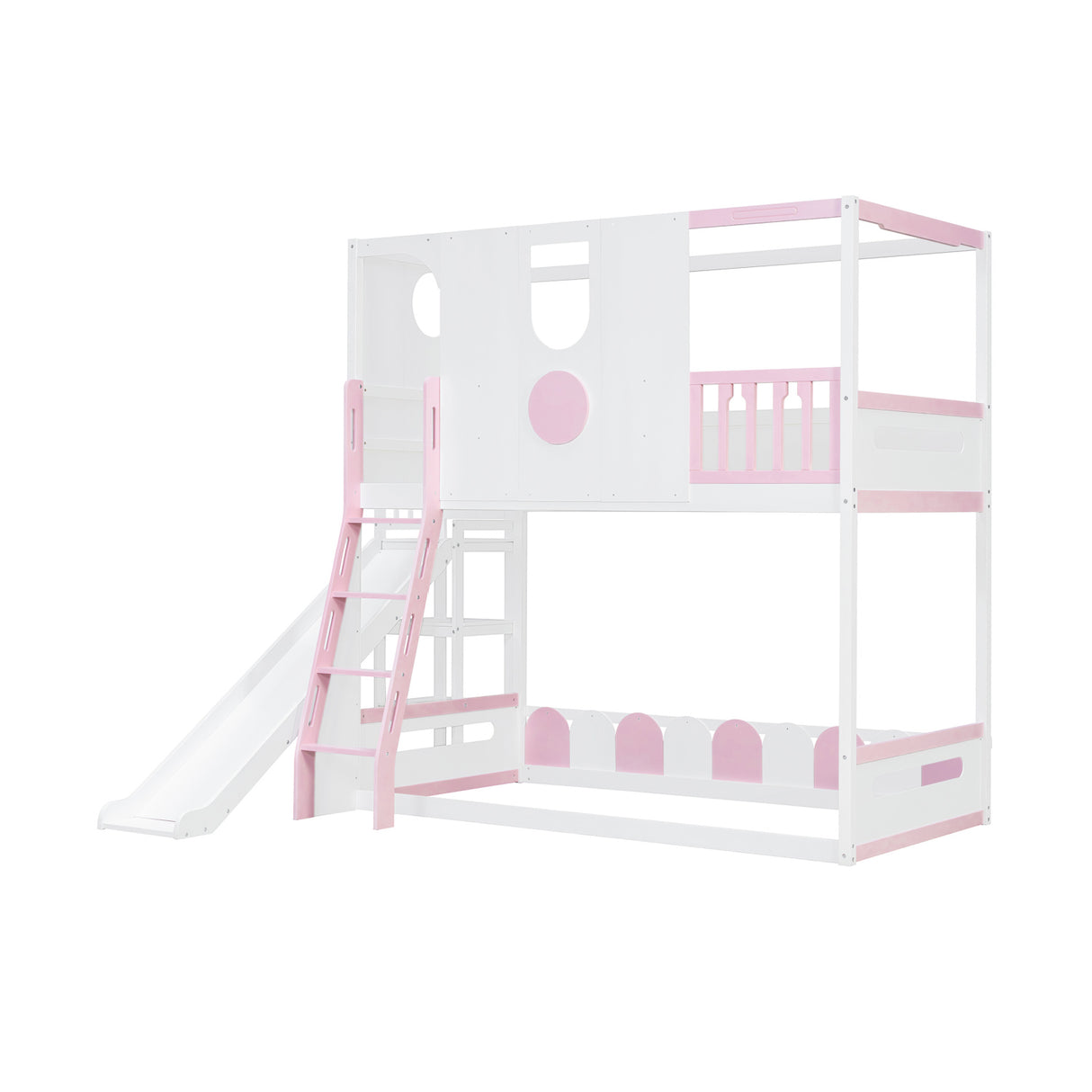 Twin Size Kids Loft Bed Play House Bunk Bed with Slide | OROA Kids