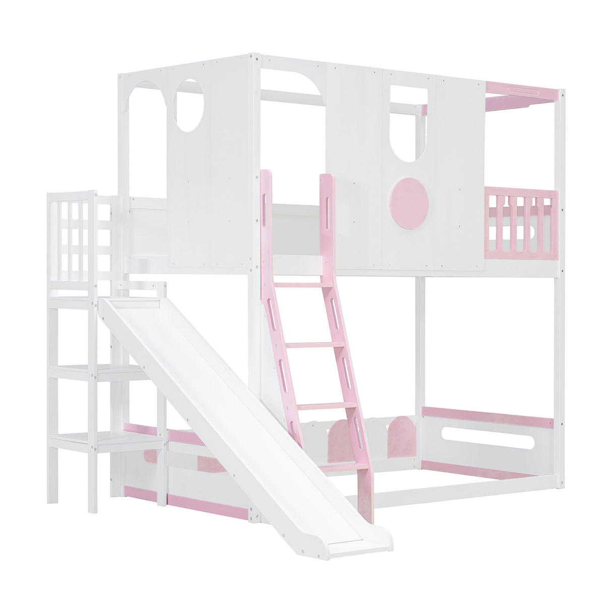 Twin Size Kids Loft Bed Play House Bunk Bed with Slide | OROA Kids