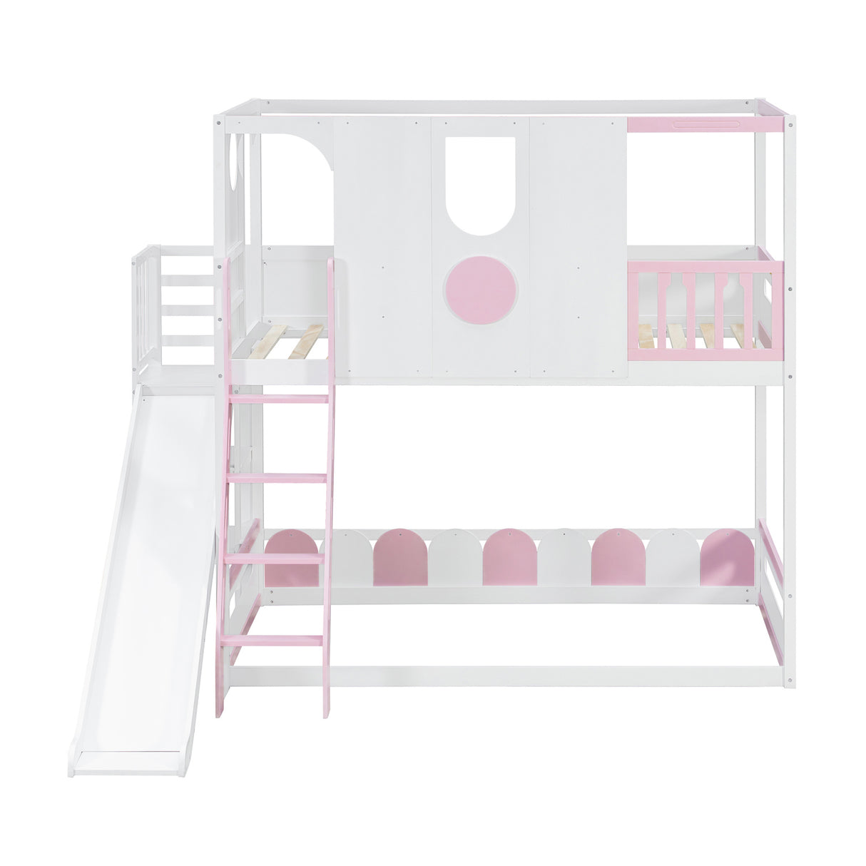 Twin Size Kids Loft Bed Play House Bunk Bed with Slide | OROA Kids
