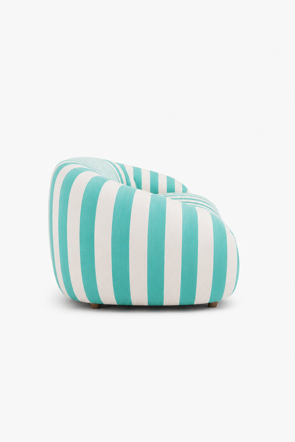 low curved blue striped sofa - oroa furniture