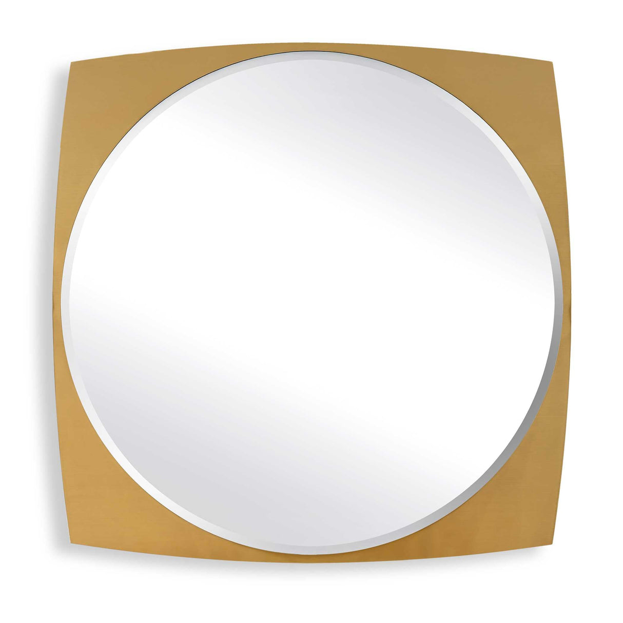 Modern European furniture - Antique Brass Beveled Round Mirror - www.oroa.com