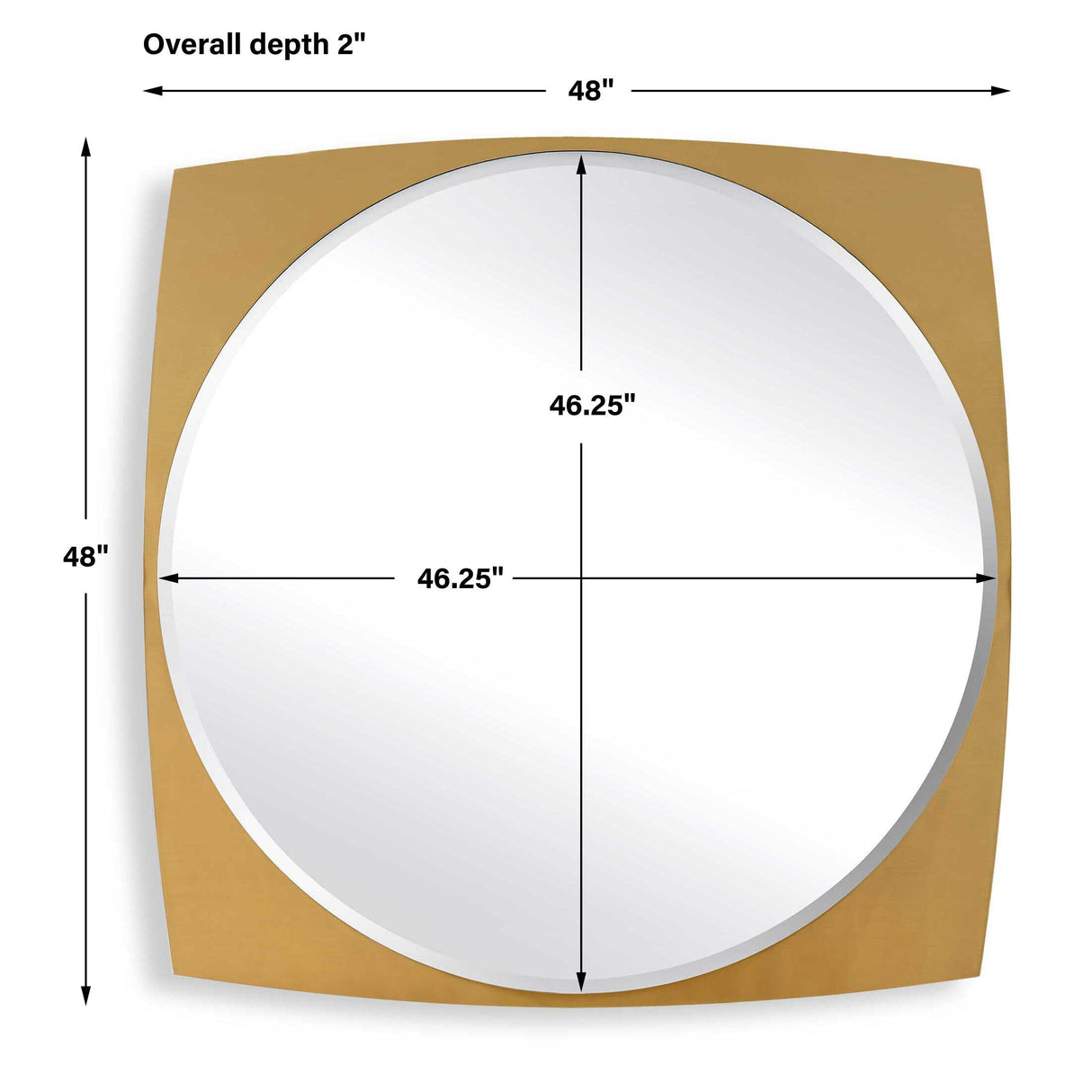 Modern European furniture - Antique Brass Beveled Round Mirror - www.oroa.com