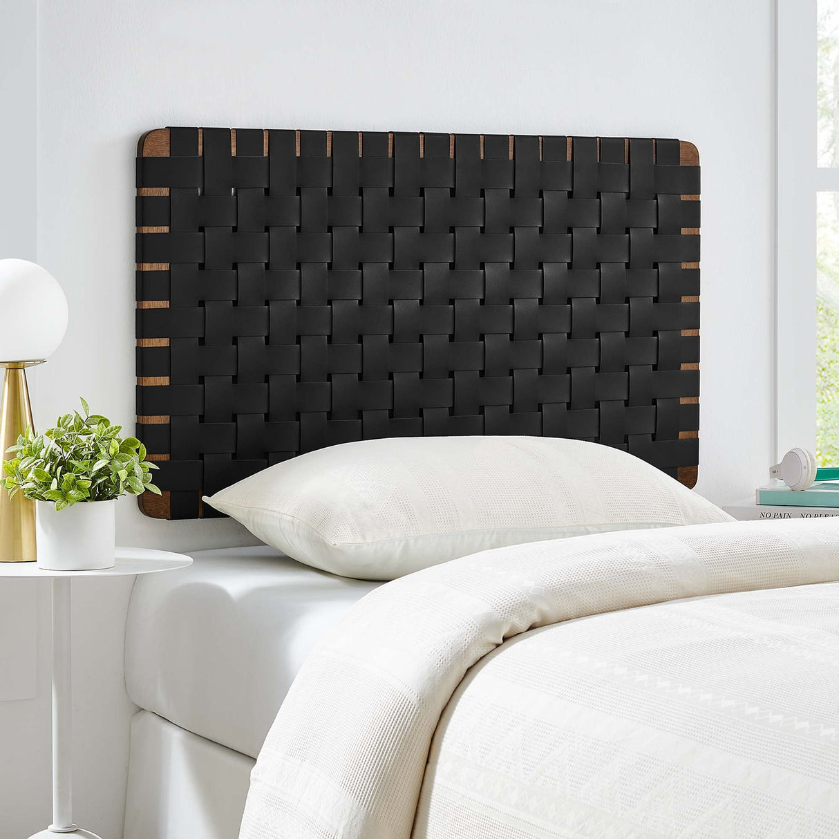 Weave Wall-Mount Vegan Leather Twin Headboard - OROA