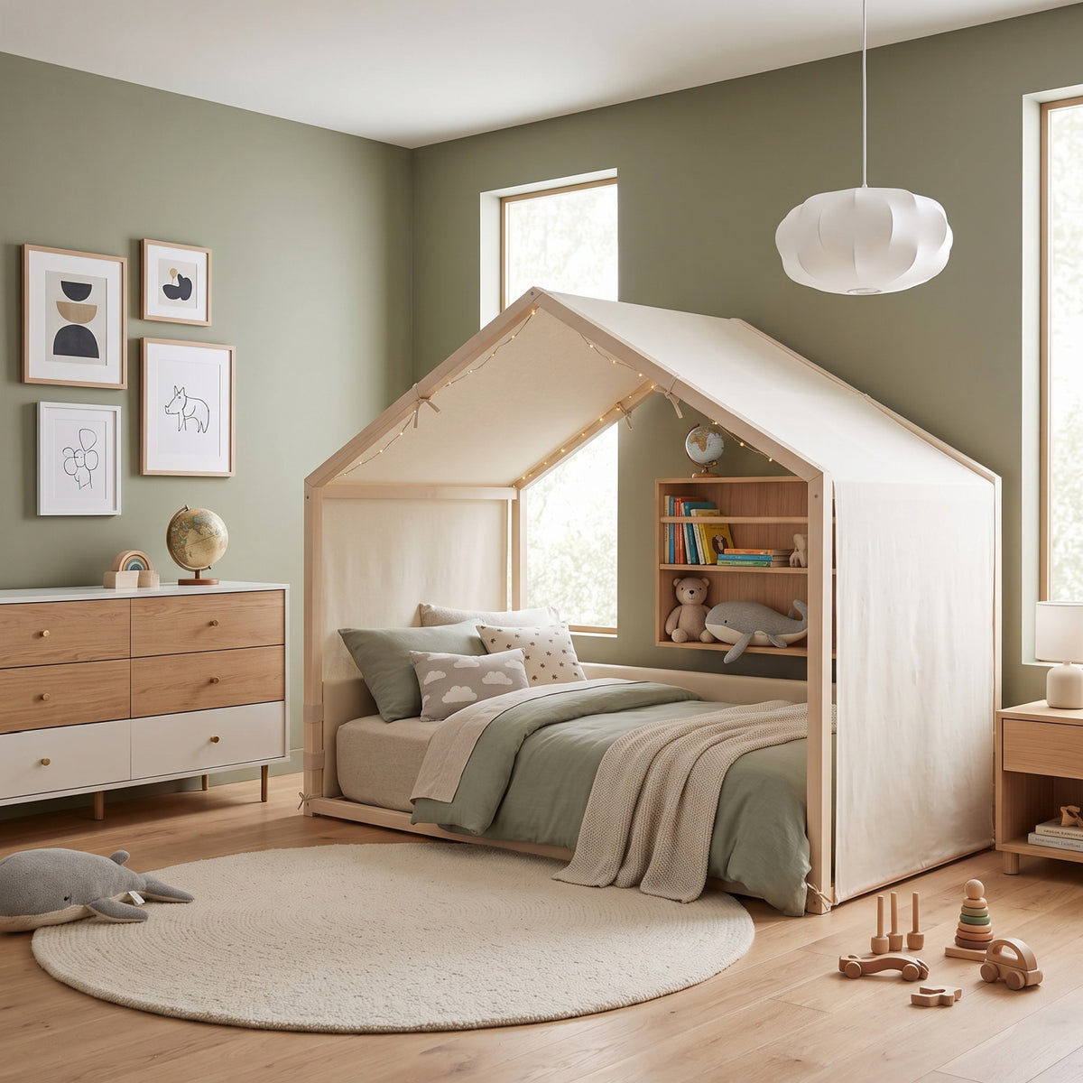 Breathable Linen Canopy Twin Bed | OROA Kids