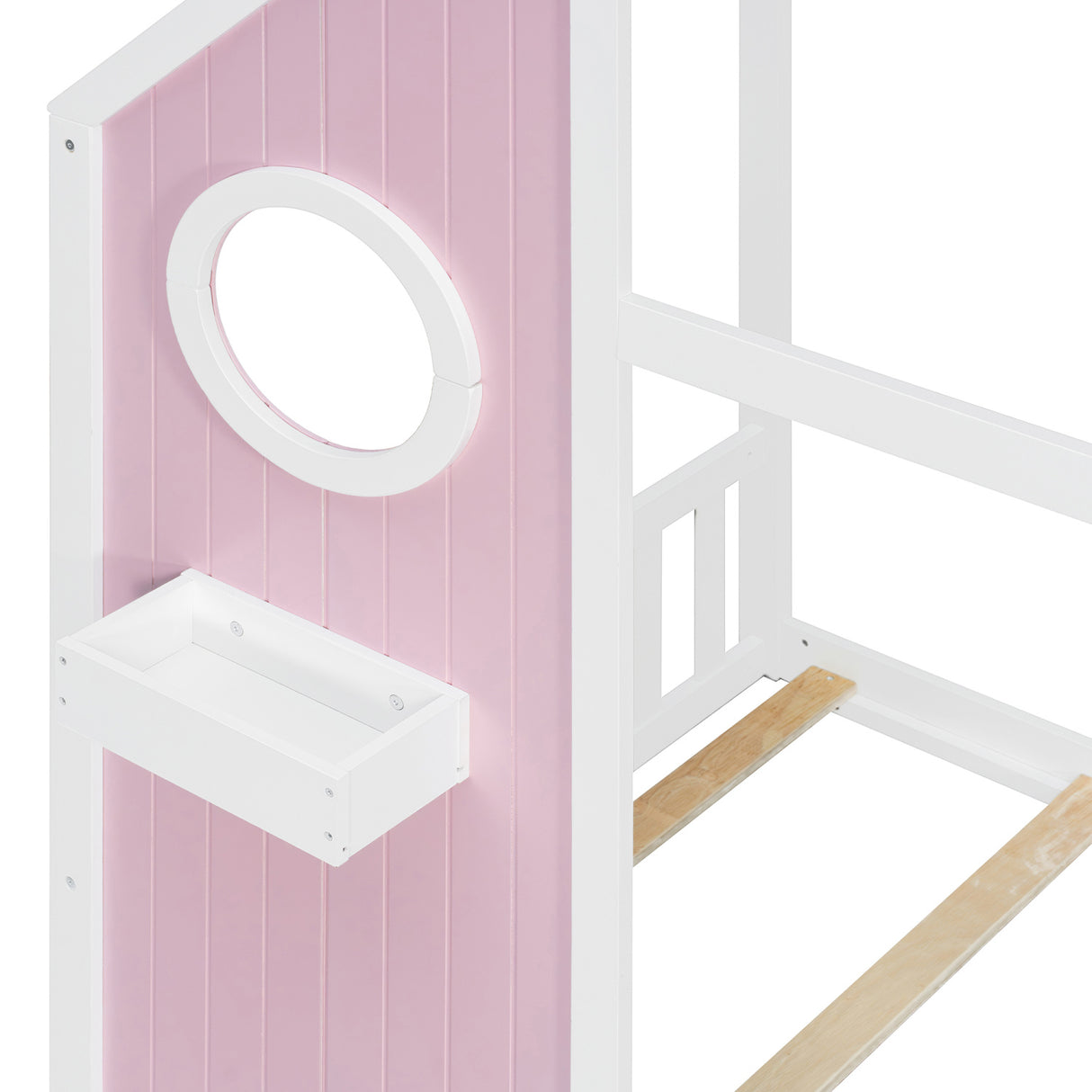 Twin Pink House Bed with Slide and Ball Light Strip | OROA Kids