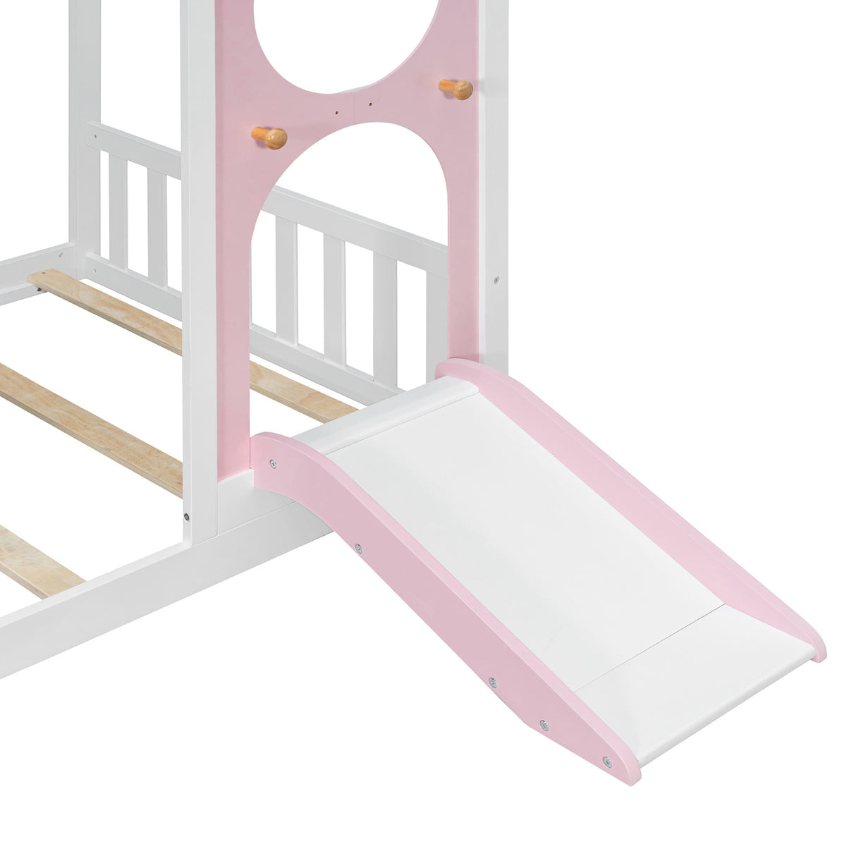 Twin Pink House Bed with Slide and Ball Light Strip | OROA Kids