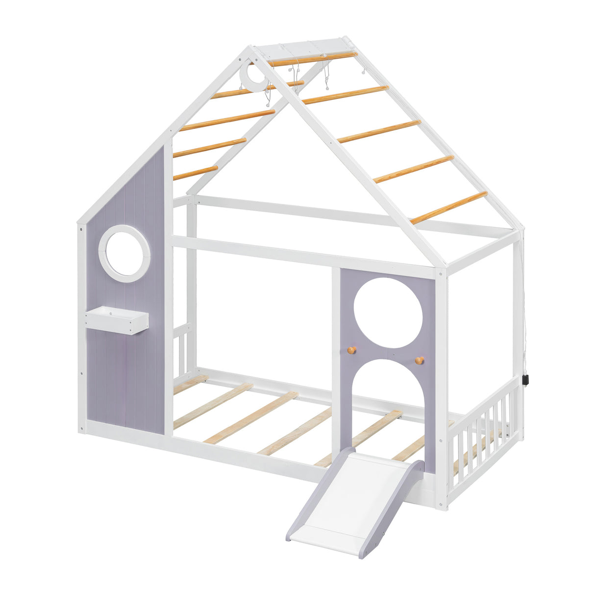 Purple Twin House Bed with Slide | OROA Kids