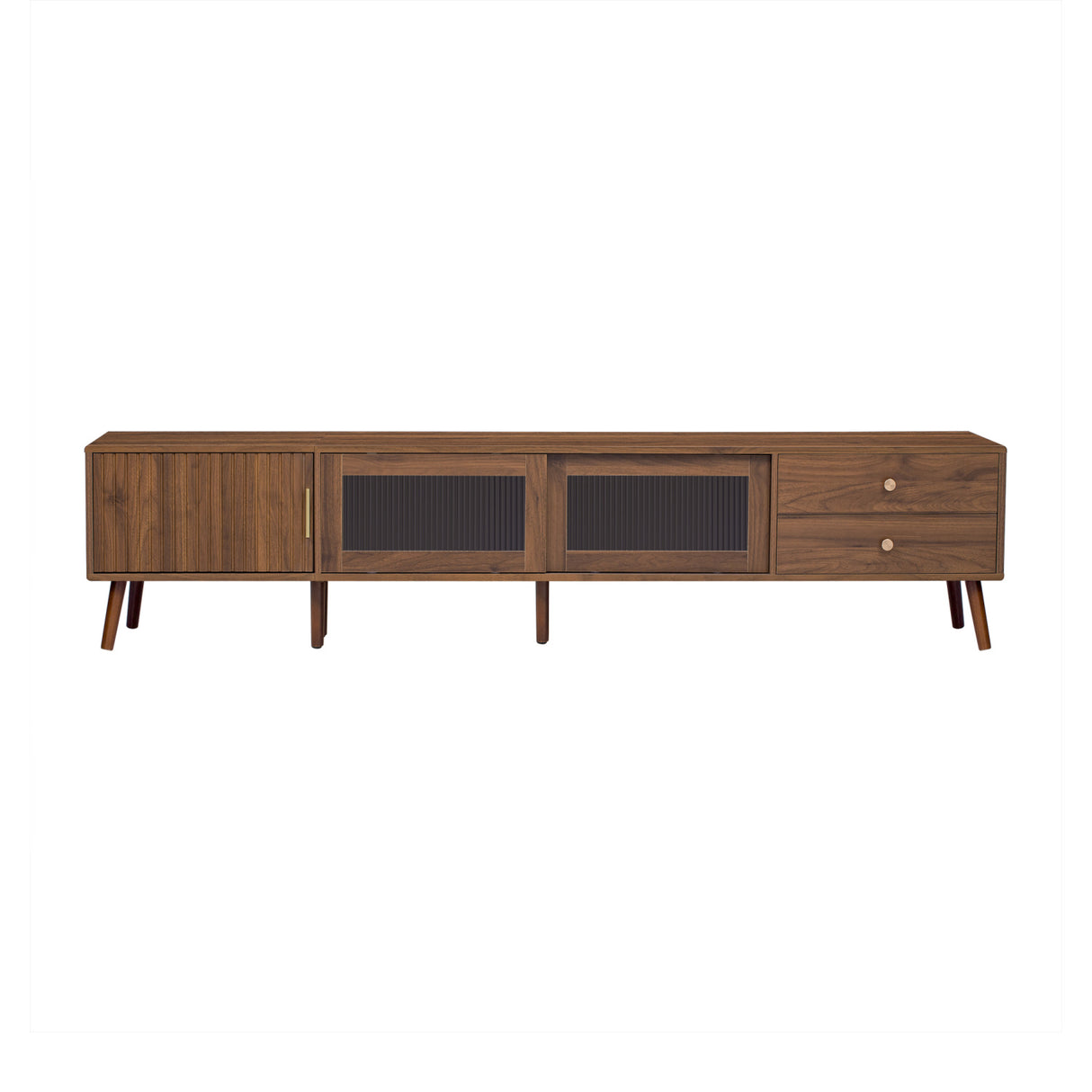 76" Modern Minimal Glass-Doors TV Stand | OROA
