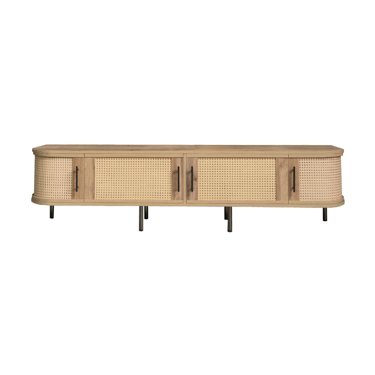 70" Modern TV Stand with Rattan Doors | OROA