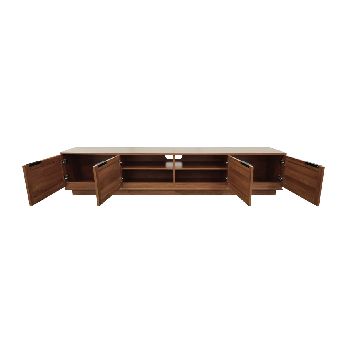 Modern Walnut Rattan Panel TV Stand Media Console | OROA