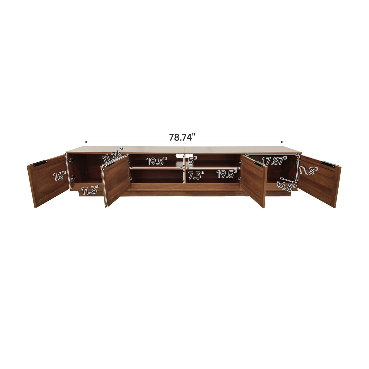 Modern Walnut Rattan Panel TV Stand Media Console | OROA