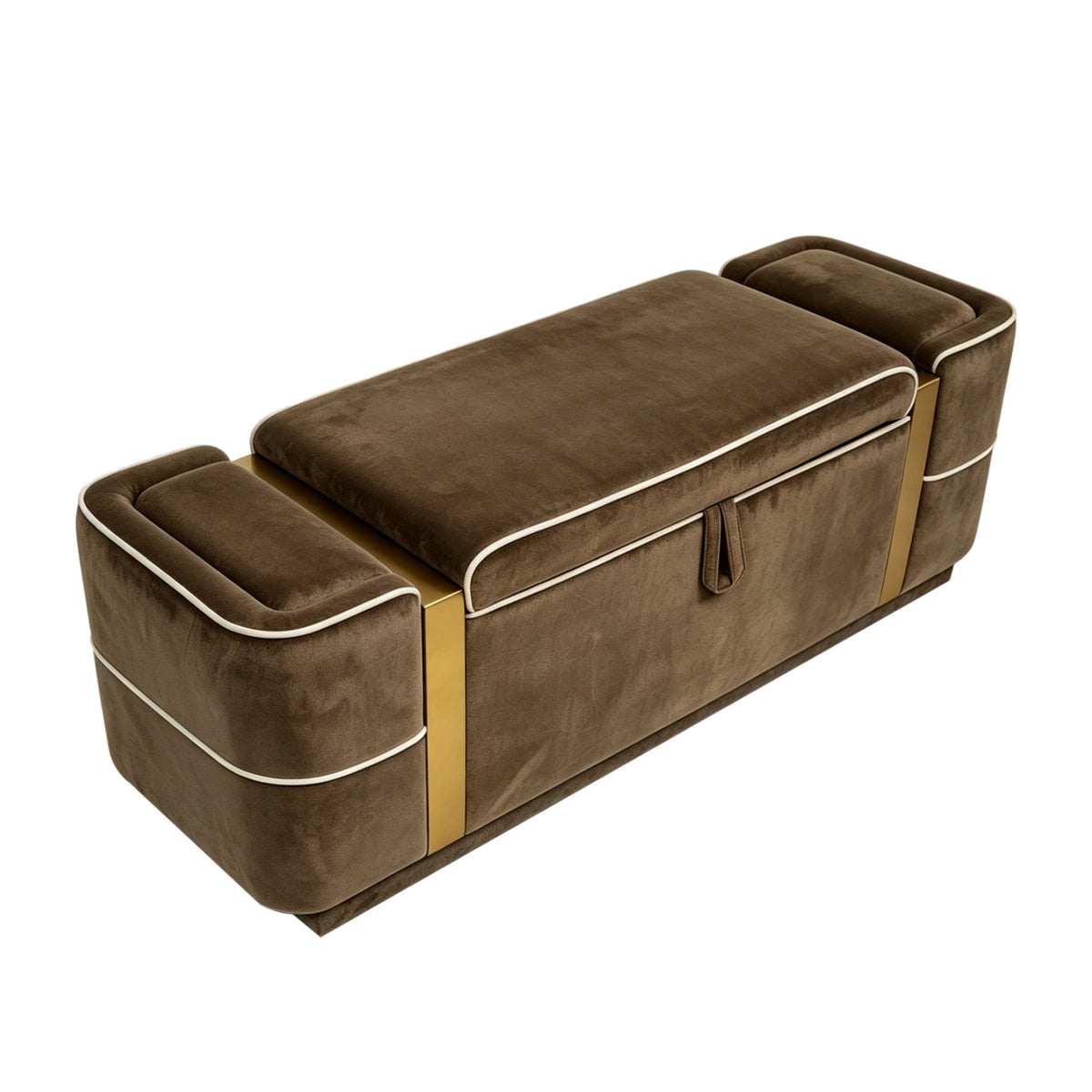 Brown Modern Upholstered Storage Bench | OROA