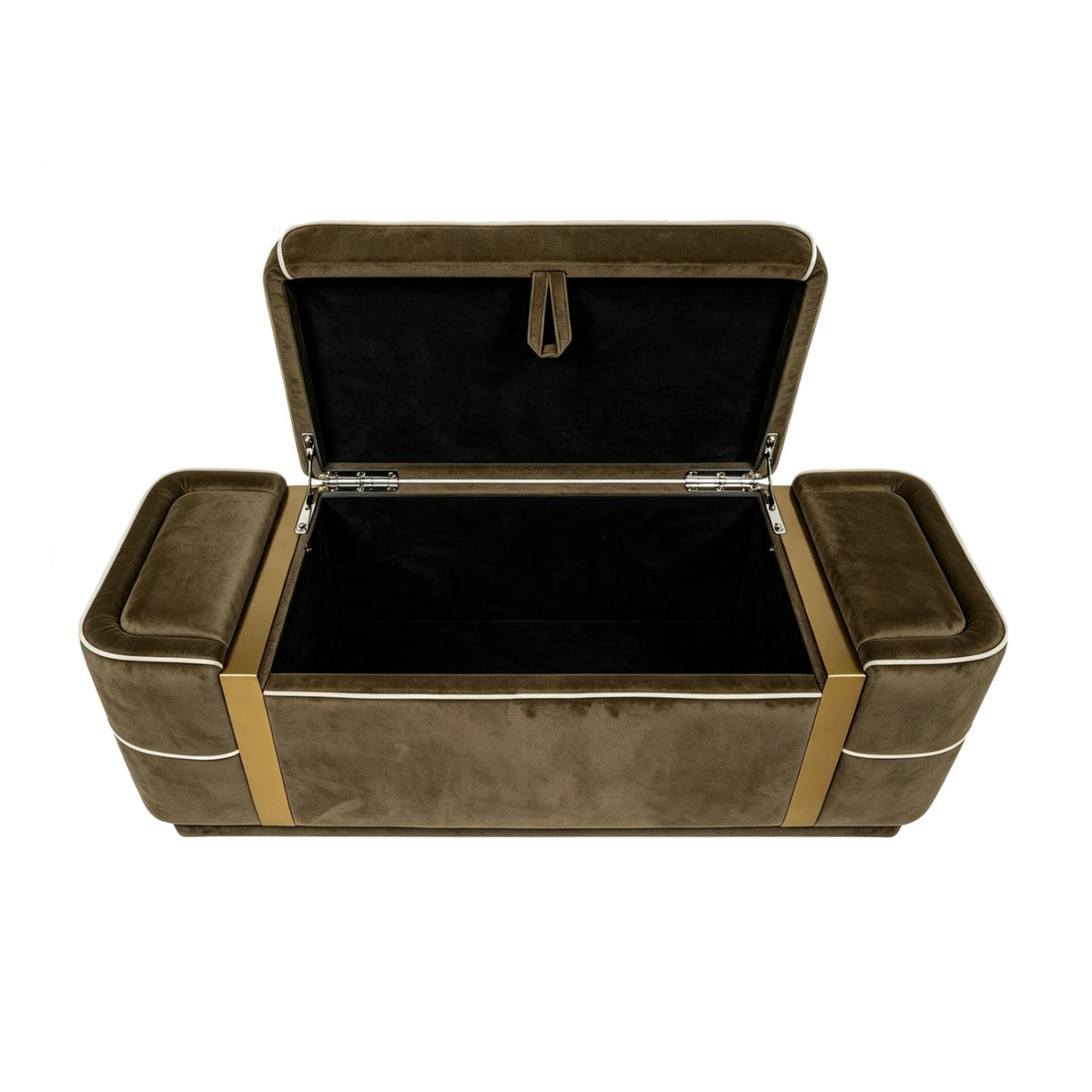 Brown Modern Upholstered Storage Bench | OROA
