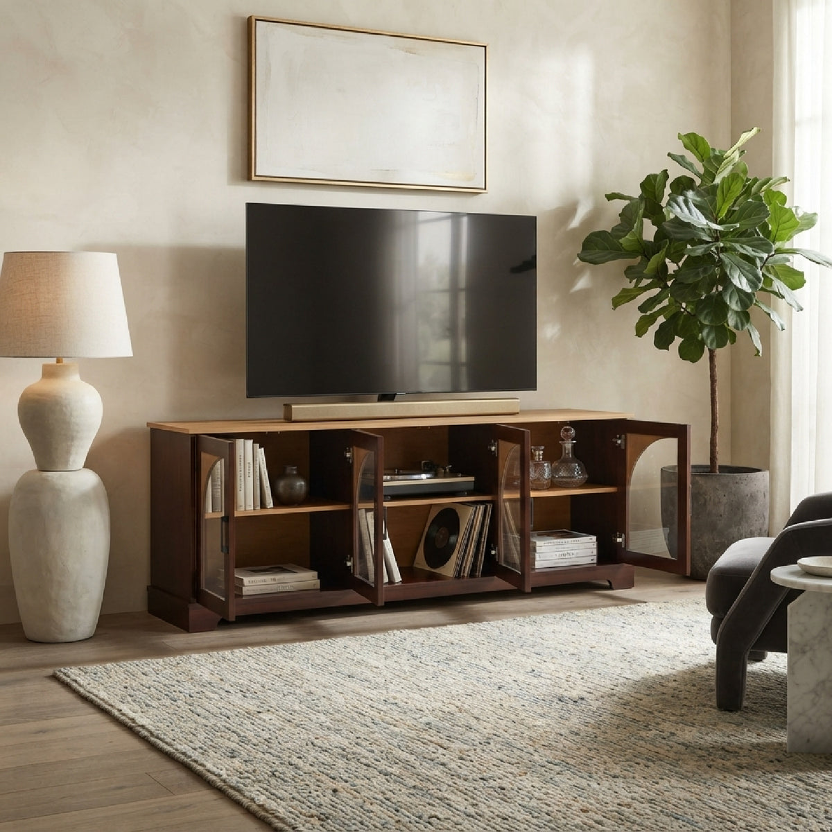 Semi-Arched Glass Doors TV Stand | OROA
