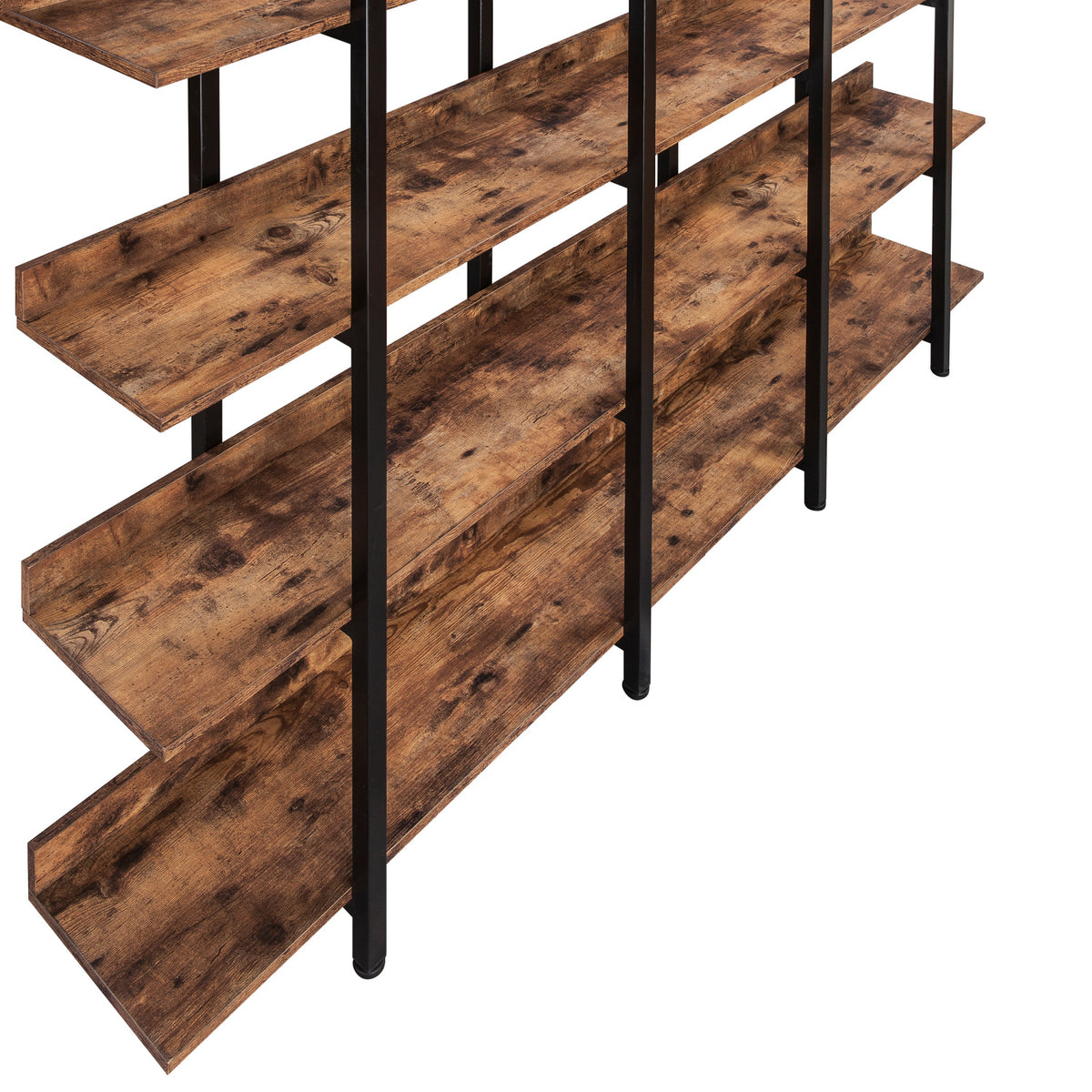 Brown Vintage Industrial 5-Tier Bookcase | OROA