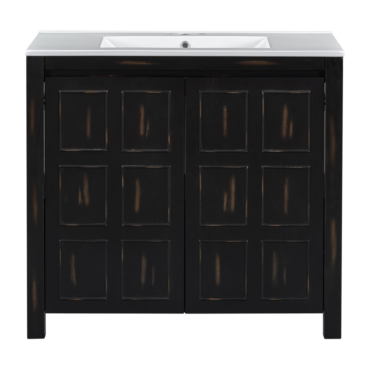 Espresso Wooden Bathroom Vanity with Ceramic Sink | OROA