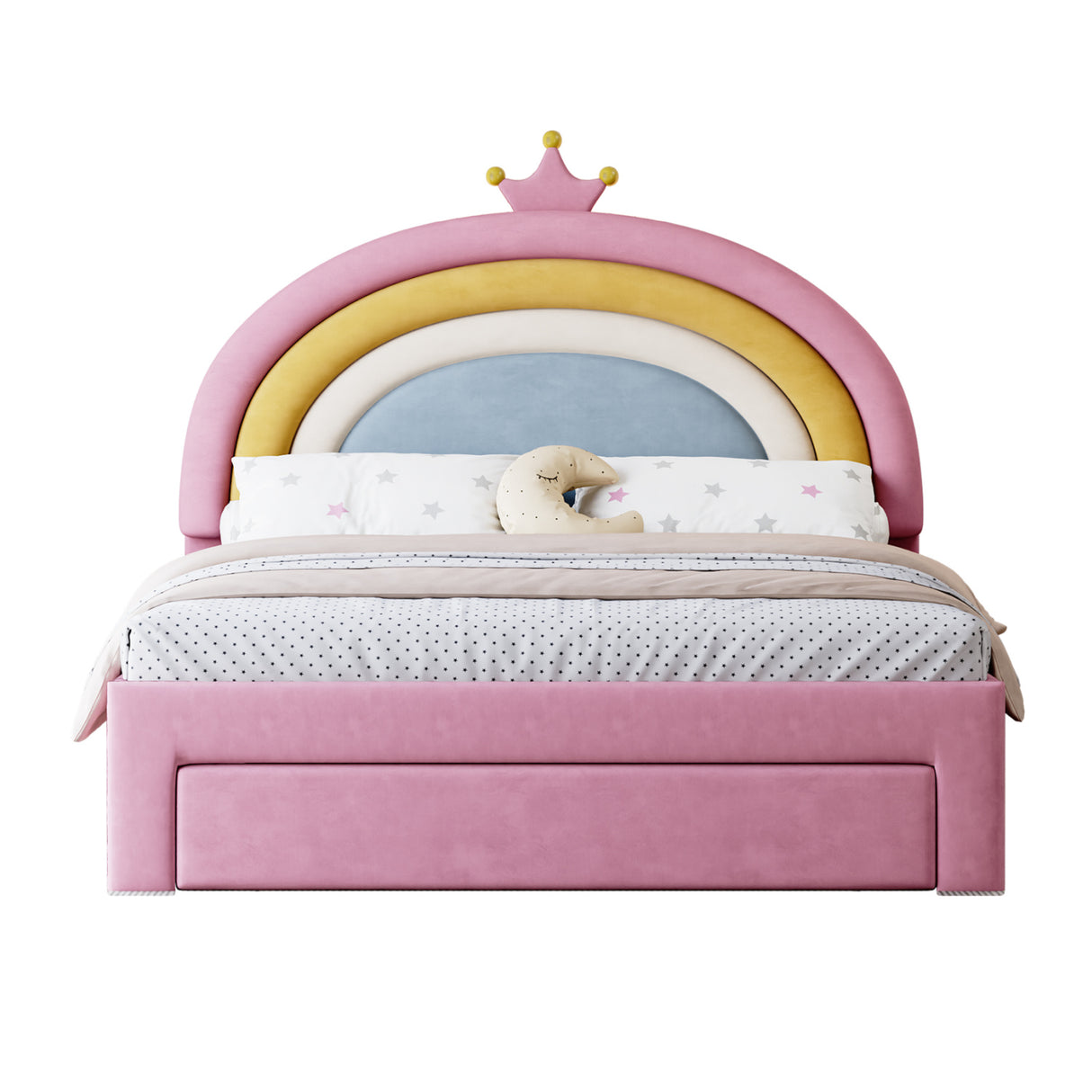 Full Size Upholstered Rainbow Design Bed | OROA Kids