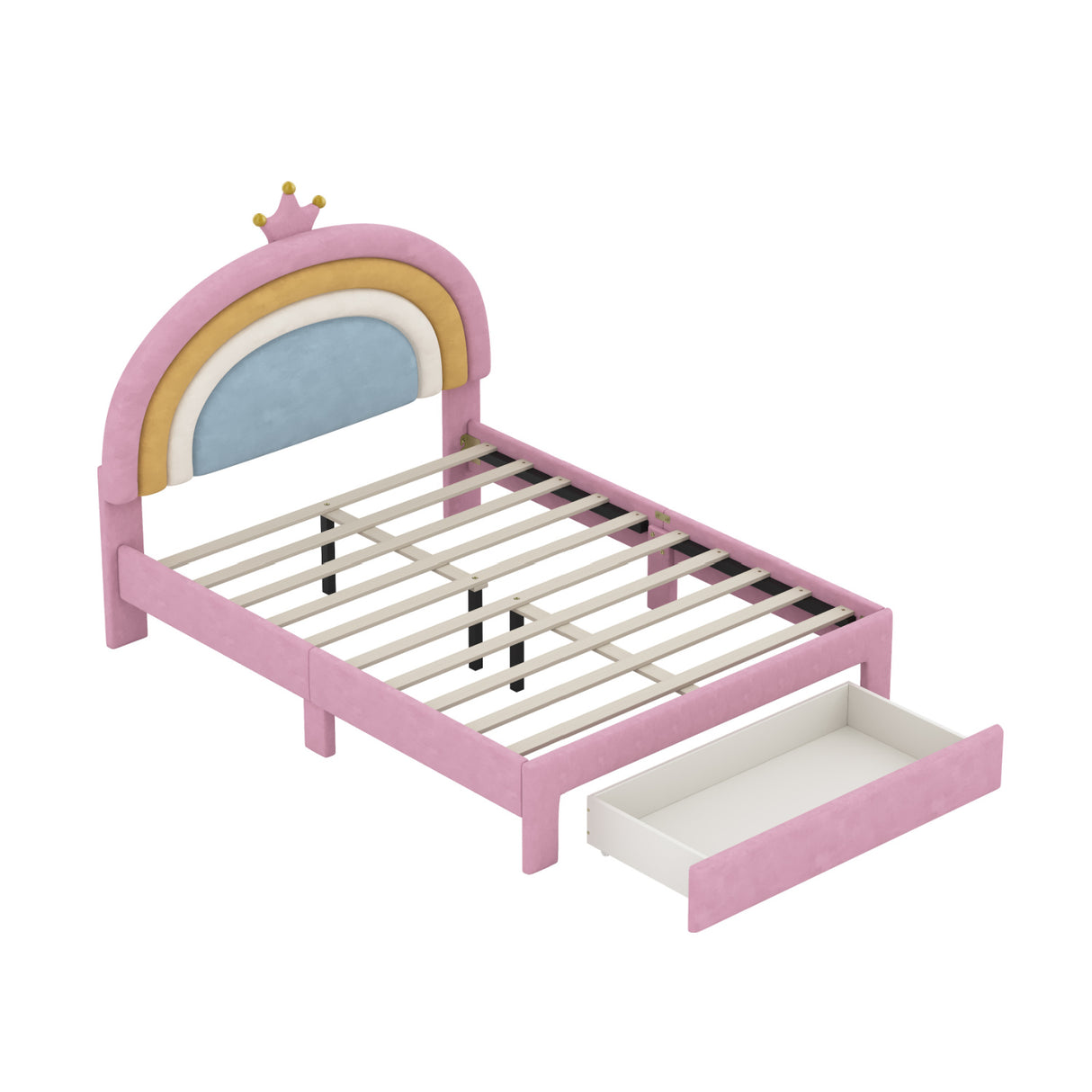 Full Size Upholstered Rainbow Design Bed | OROA Kids