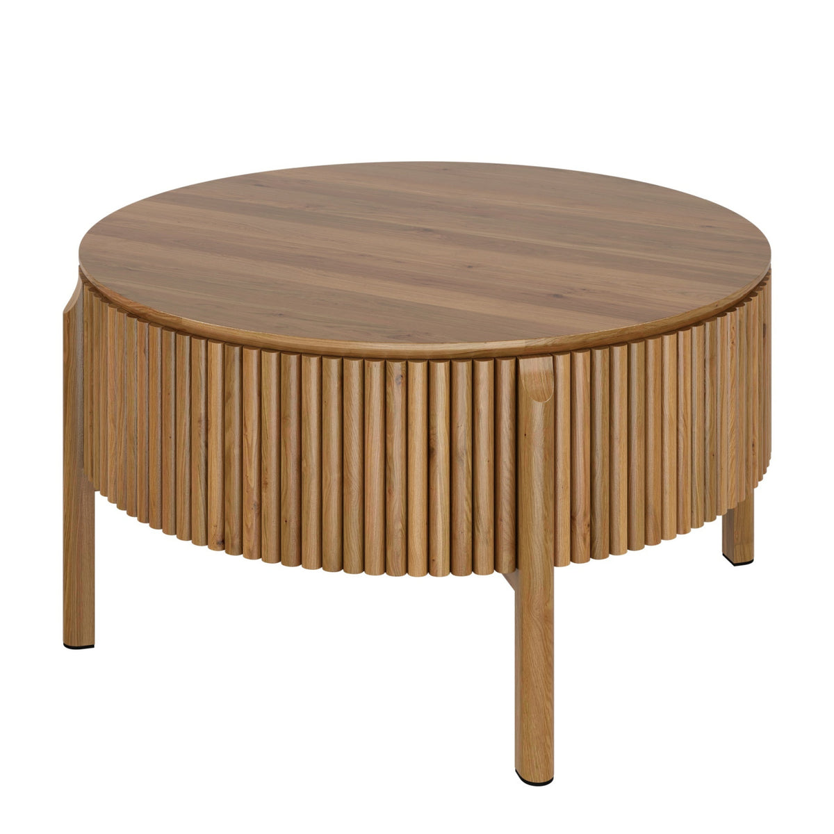 Round Walnut Fluted Lift-Top Coffee Table | OROA