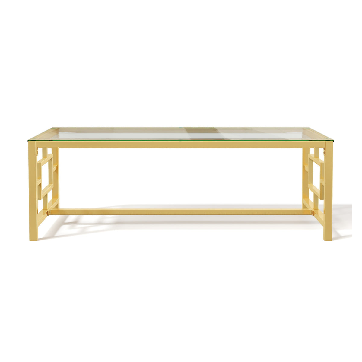 Modern Gold Geometric Tempered Glass Coffee Table | OROA