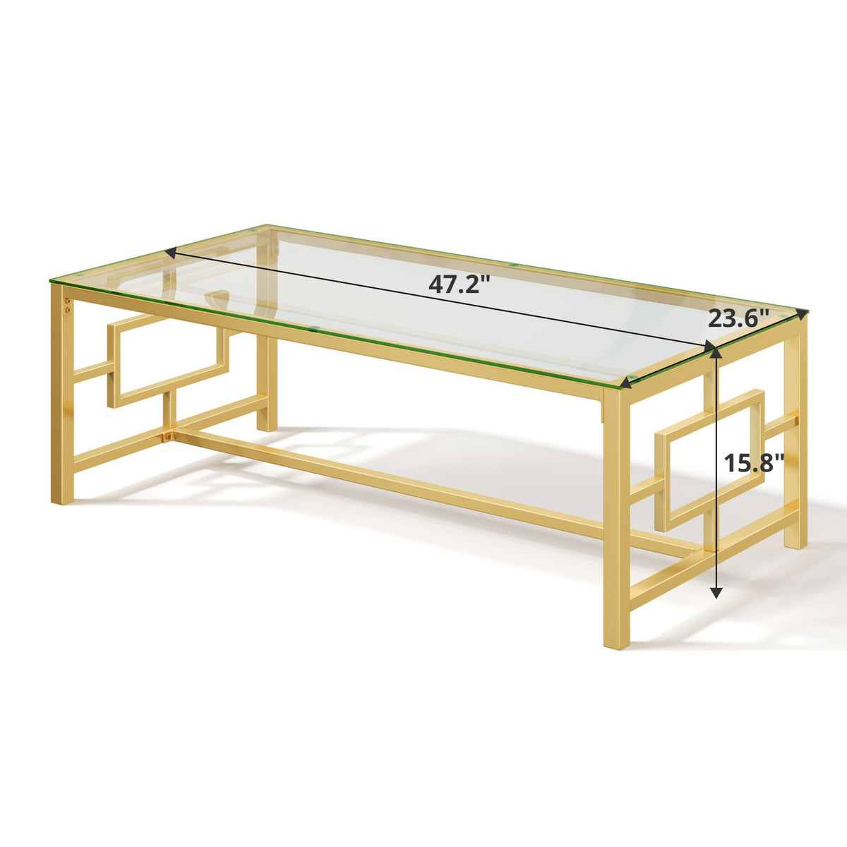 Modern Gold Geometric Tempered Glass Coffee Table | OROA