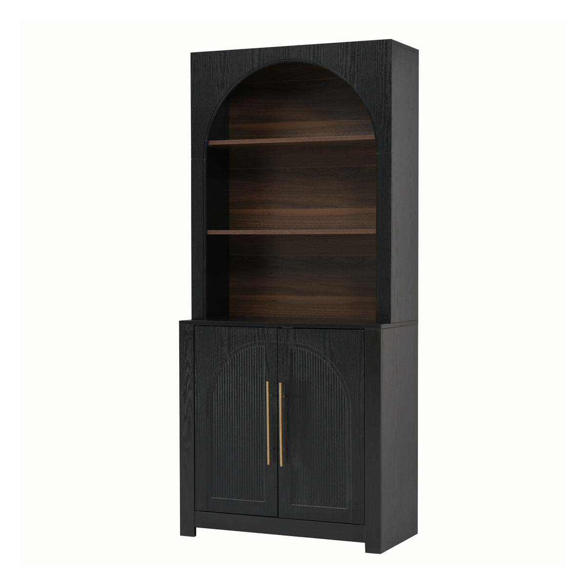 Black Modern Bookcase with Storage Cabinet | OROA
