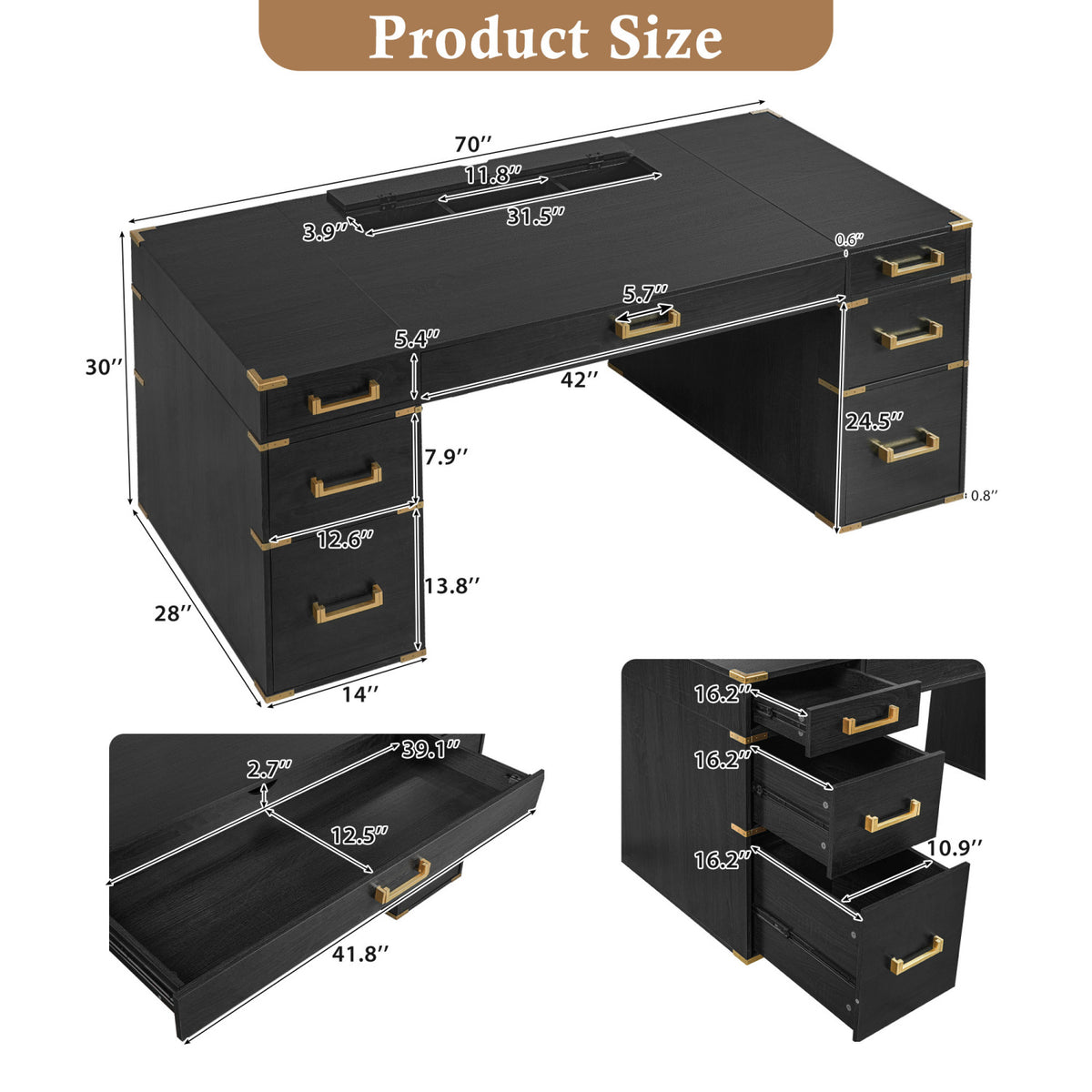 Modern European furniture - Traditional Executive Home Office Desk - www.oroa.com