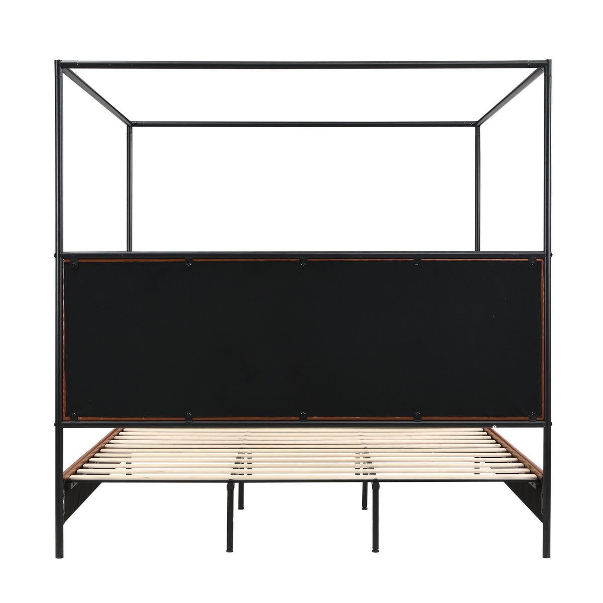 Leather Upholstered Canopy King Bed | OROA