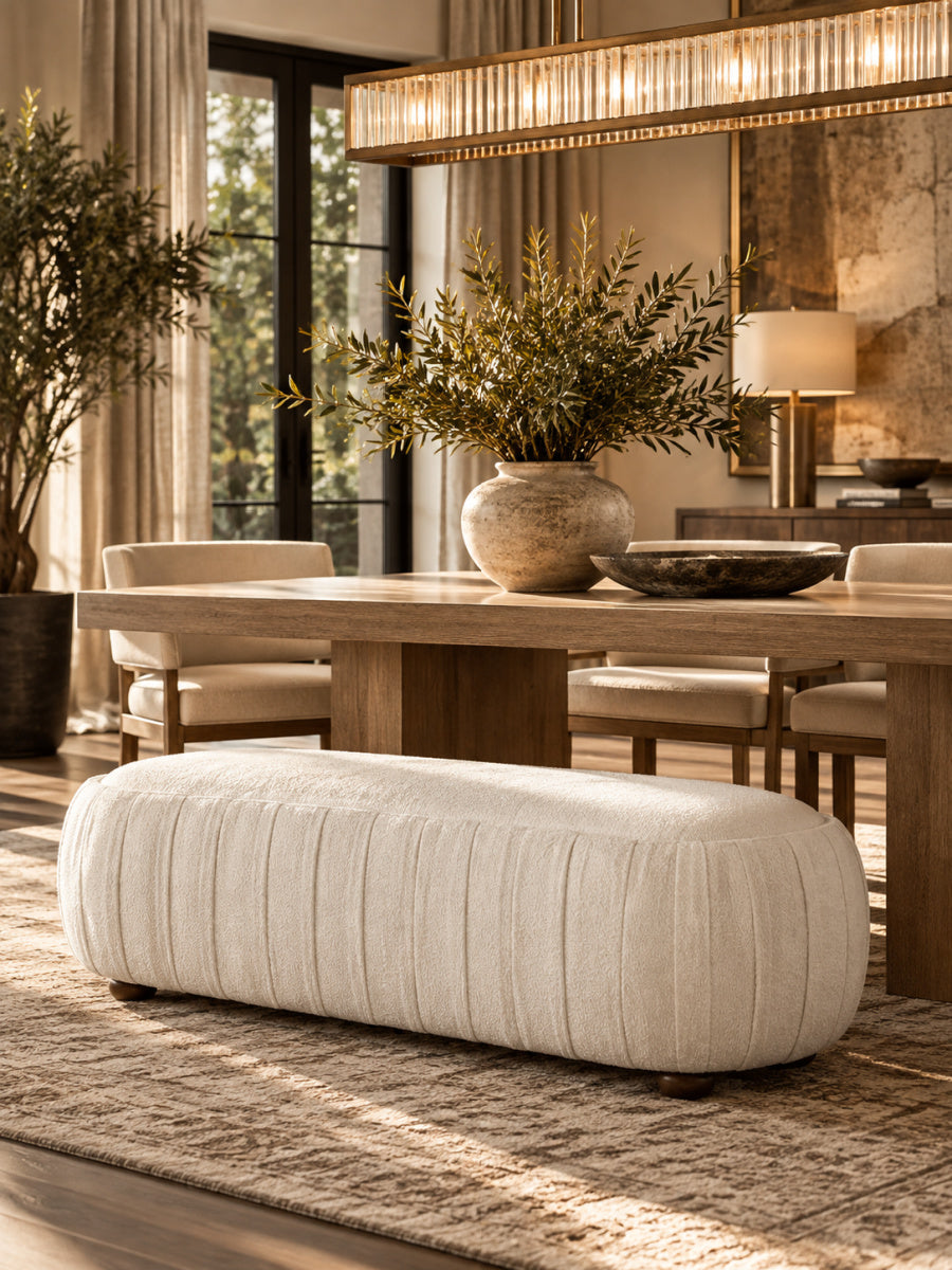 Boucle Oval Upholstered Ottoman | OROA