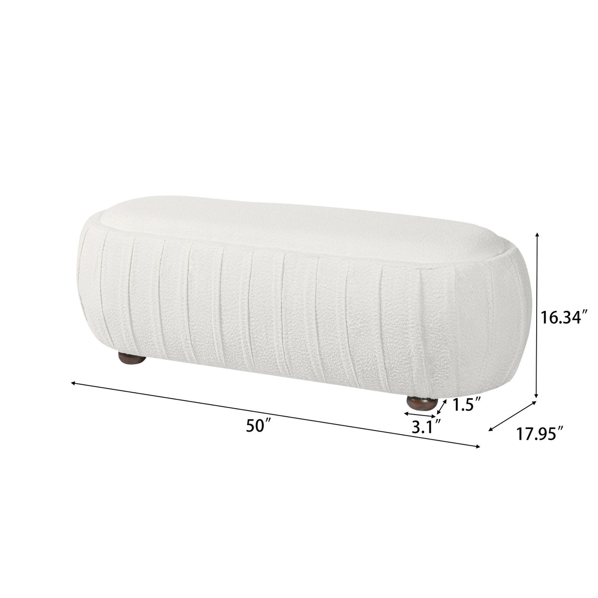 Boucle Oval Upholstered Ottoman | OROA