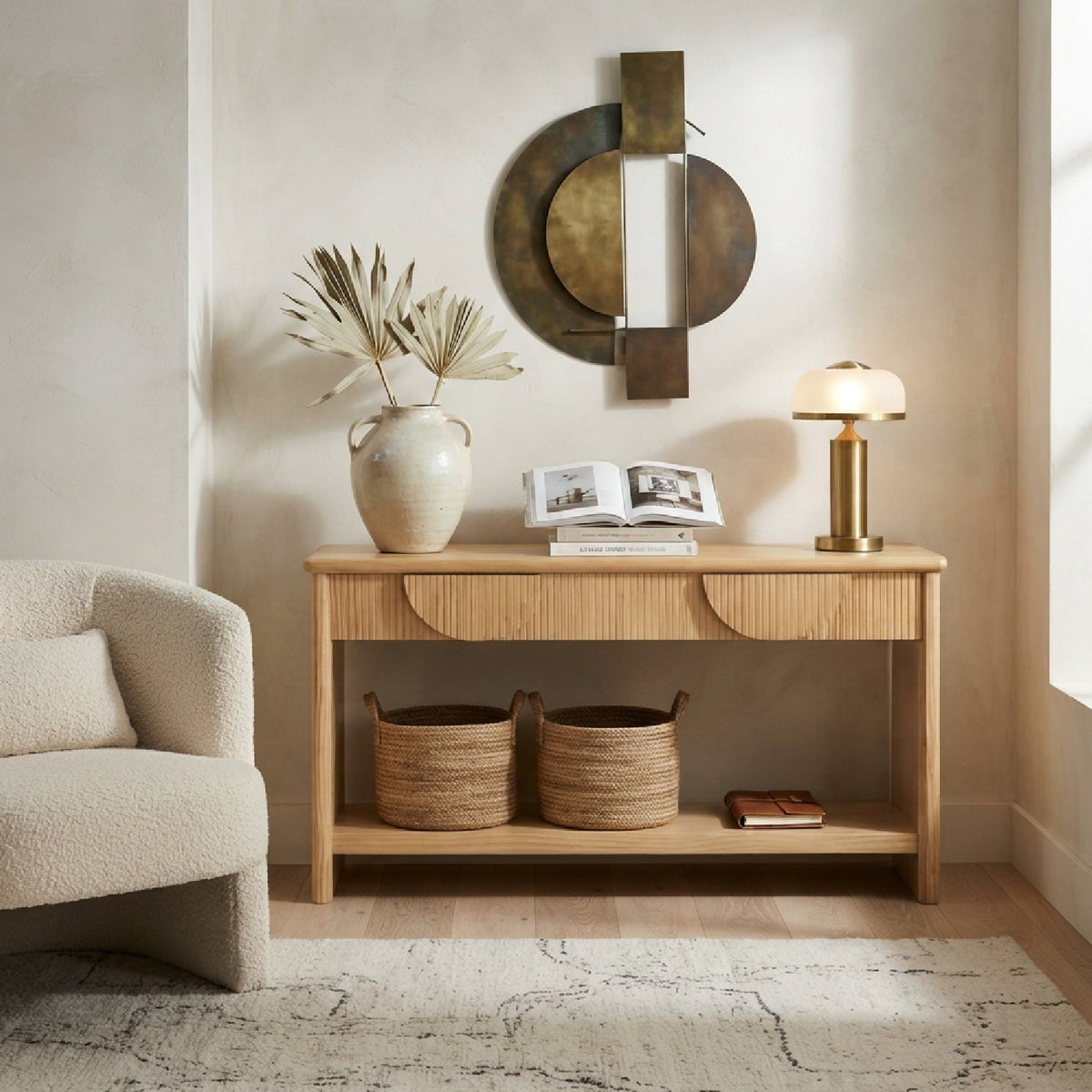 Soft Modern Fluted Console Table | OROA