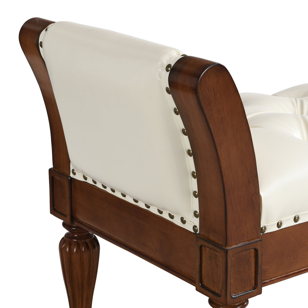 Modern European furniture - Beige Button Tufted Leather Ottoman Bench - www.oroa.com