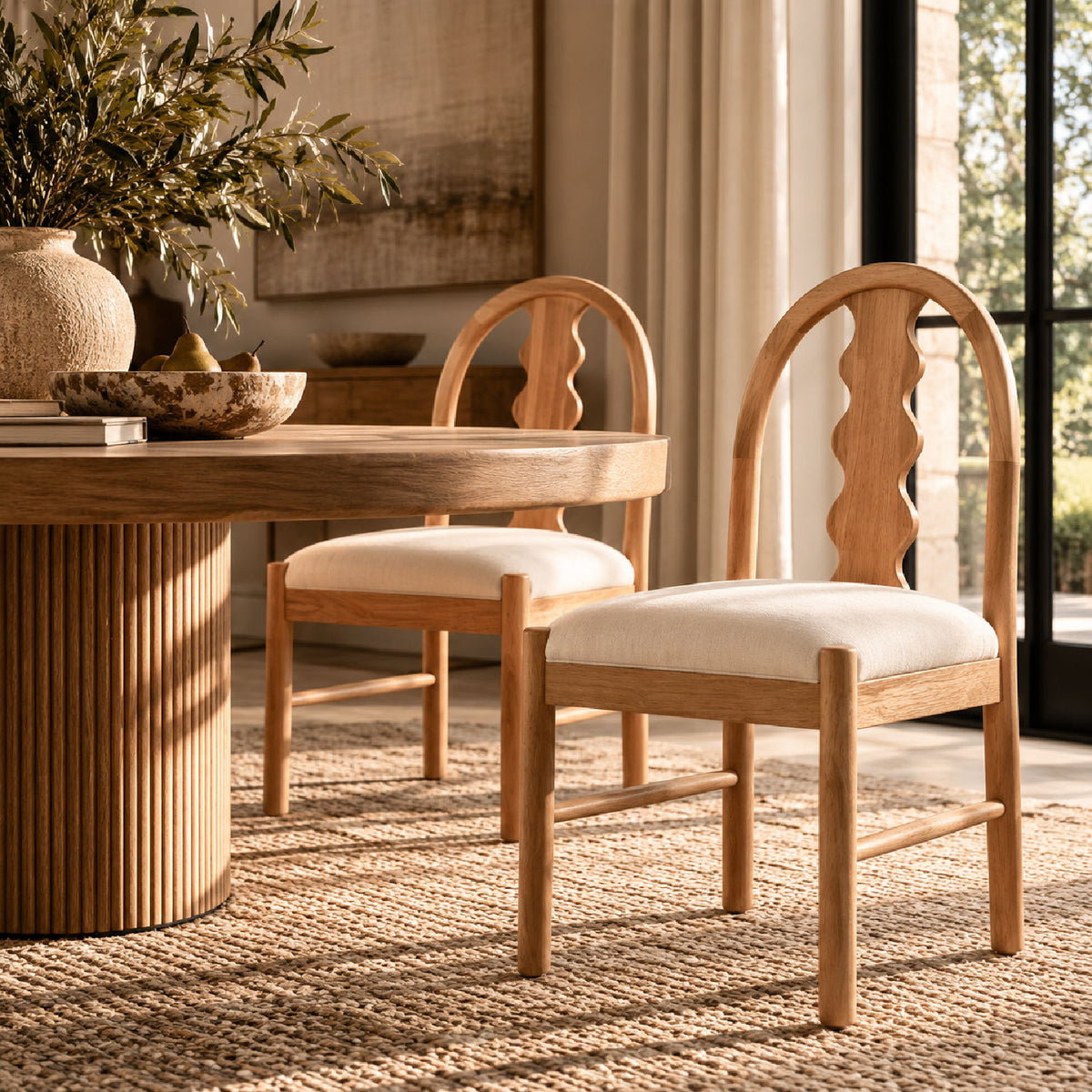 Rubber Wood Dining Chairs (2) | OROA