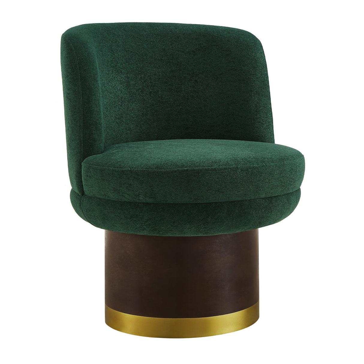 Modern Green Chenille Round Swivel Accent Chair | OROA