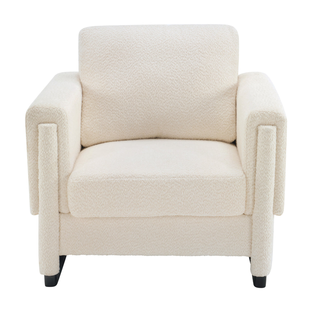 Modern Beige Boucle Upholstered Accent Armchair | OROA